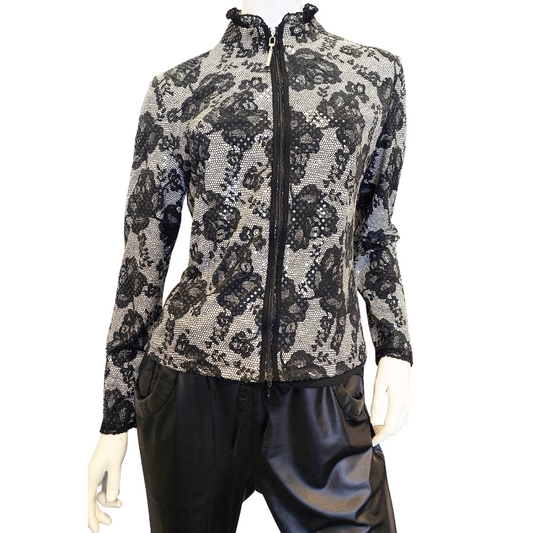 Joseph Ribkoff black floral sequin jacket, size 14