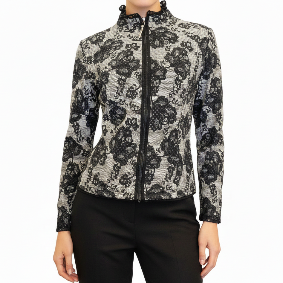Joseph Ribkoff black floral sequin jacket, size 14