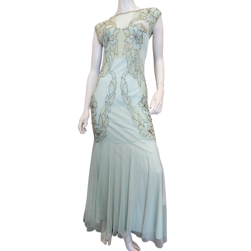 Light green sequin formal dress, size 10-HIRE