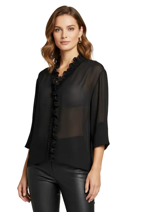 Moochi black chiffon top, size 14