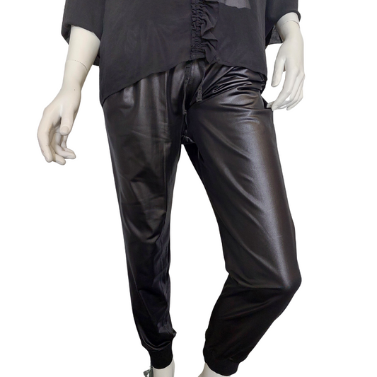 Mimosa black pu pull on pants, size 12