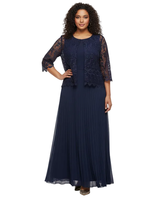 New Artisan navy lace shrug, size 18, retail $285