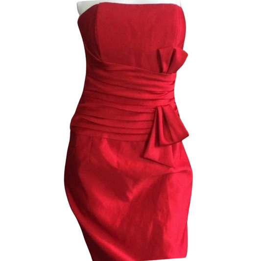 Scott Mclintock red satin silk formal party dress, size 8