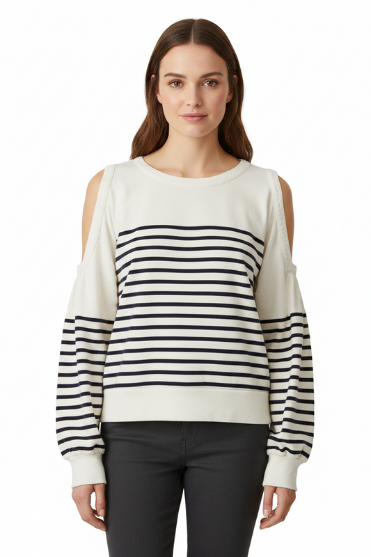 Seed white striped top, size 10