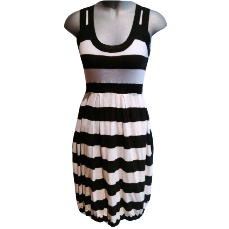 Industrie black & white striped dress, size 8