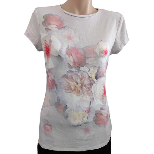 Ted Baker light grey floral T shirt, size 1/8