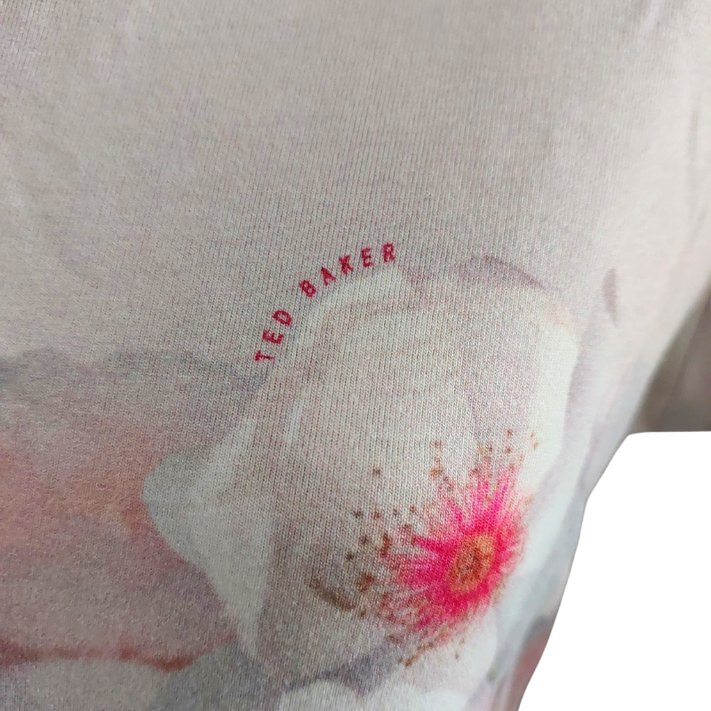 Ted Baker light grey floral T shirt, size 1/8