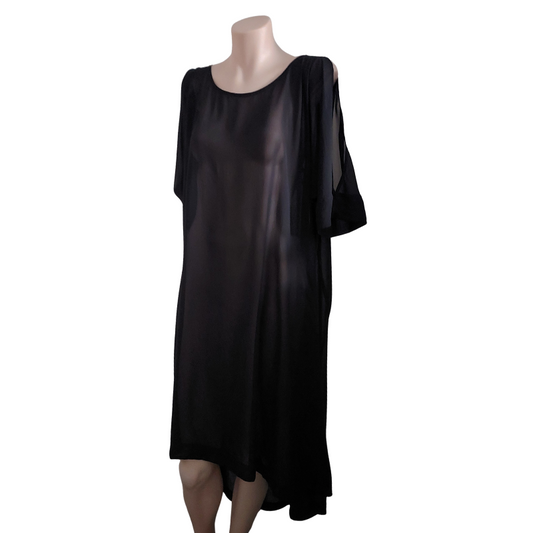 MOOCHI black cut out shoulder chiffon dress, size 12