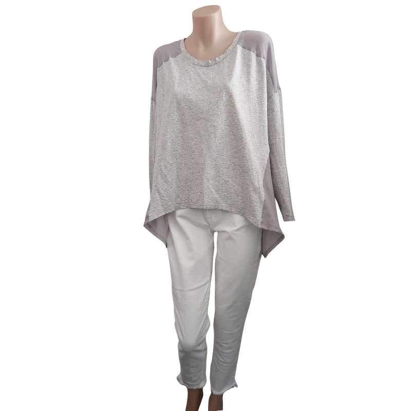 Moochi grey chiffon back top, size S/8