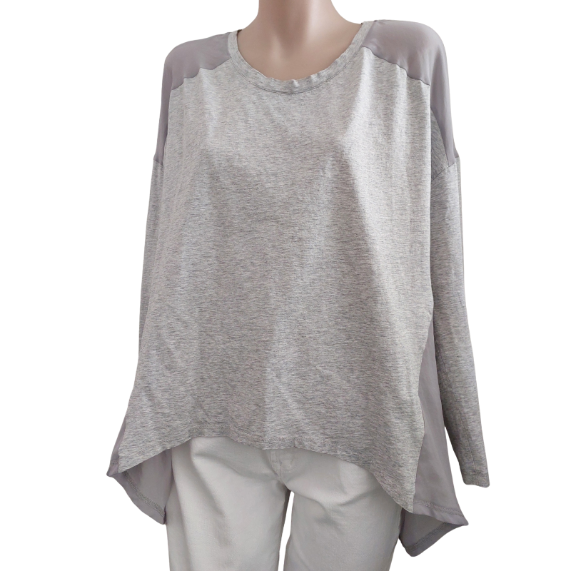 Moochi grey chiffon back top, size S/8