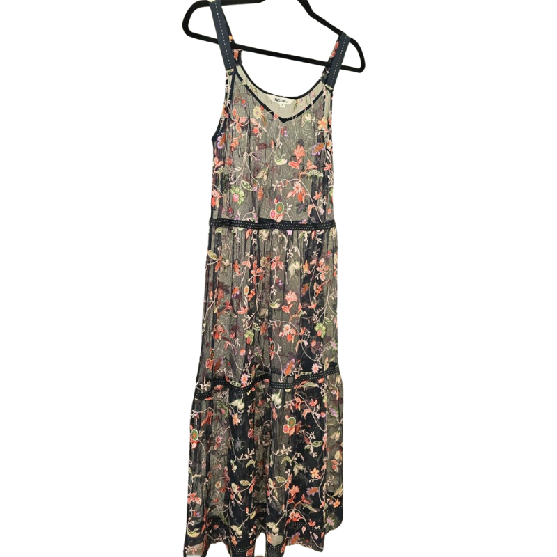 Loobies Story navy embroidered floral dress, size 10-12