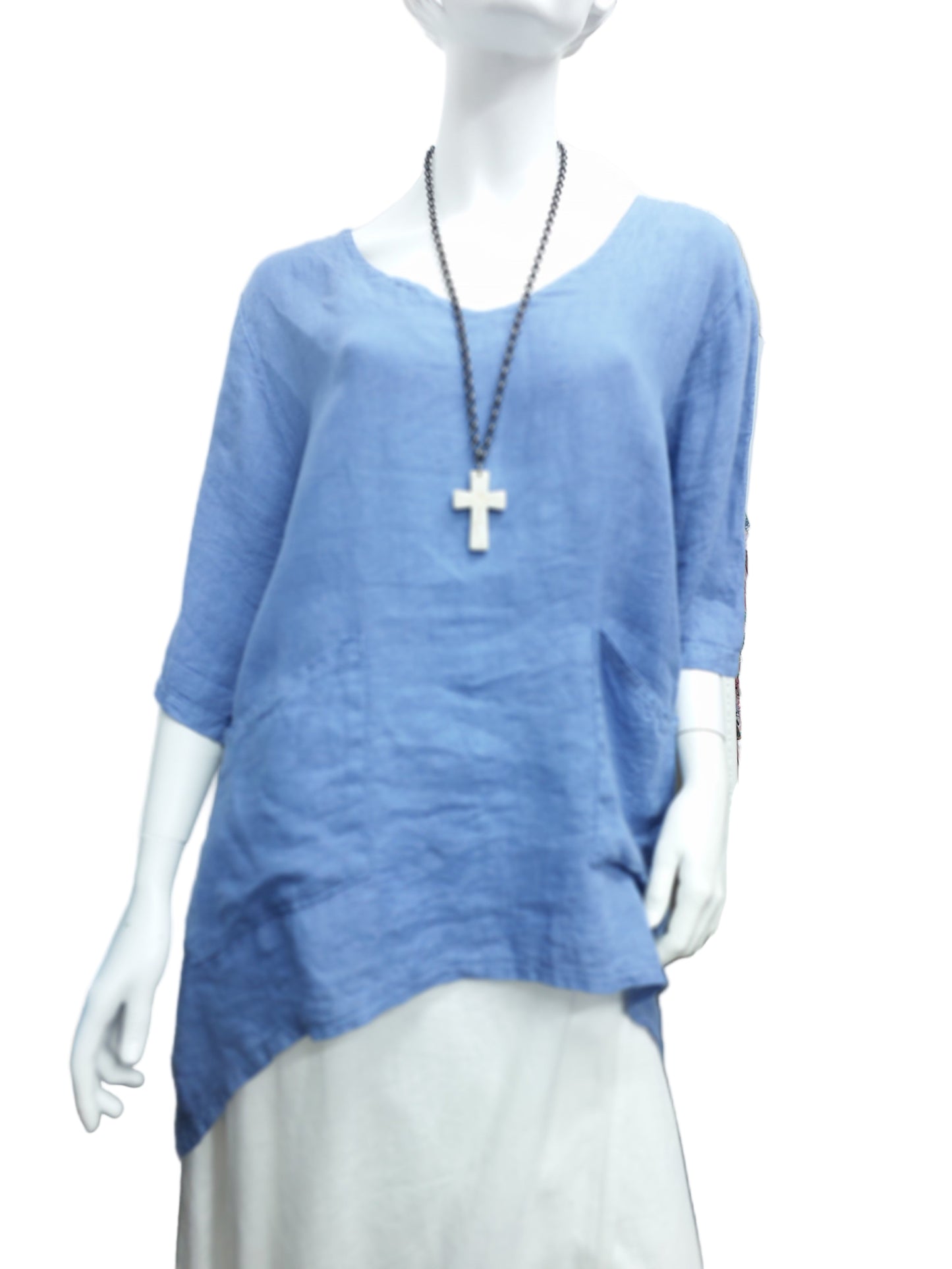 Dimoda by Jane, Italian blue linen top, size 20+