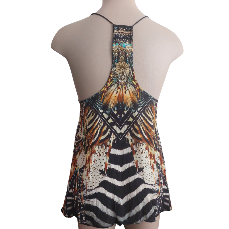 Camilla animal print silk top, size XS 8