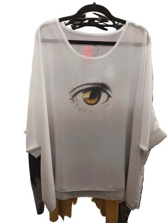 Art & Soul white 'eye' Summer top, O/S