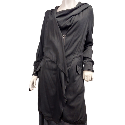 Witchery black cotton coat, size 14