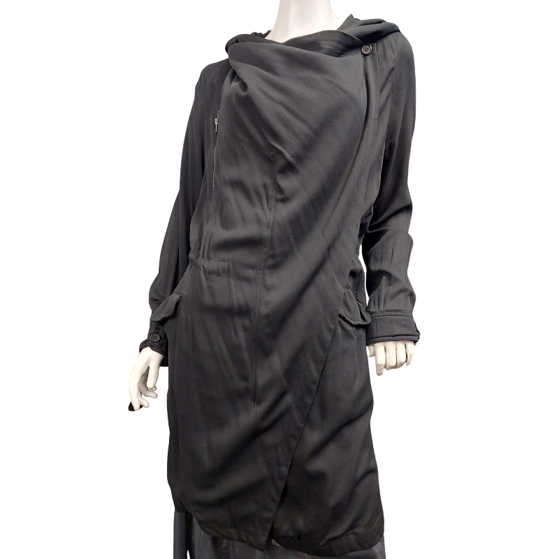 Witchery black cotton coat, size 14