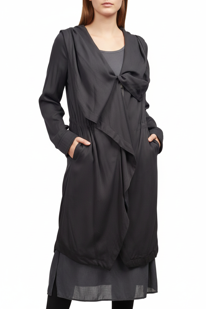 Witchery black cotton coat, size 14