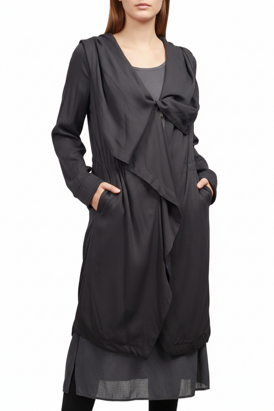 Witchery black cotton coat, size 14