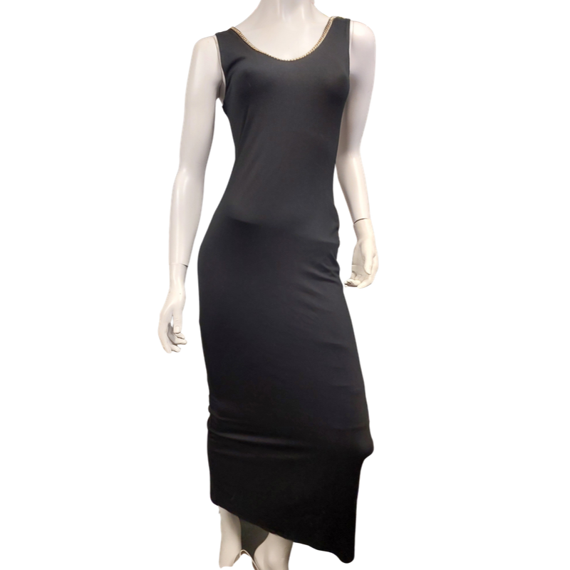 Holland Cooper gold chain neckline bodycon midi dress, size 10