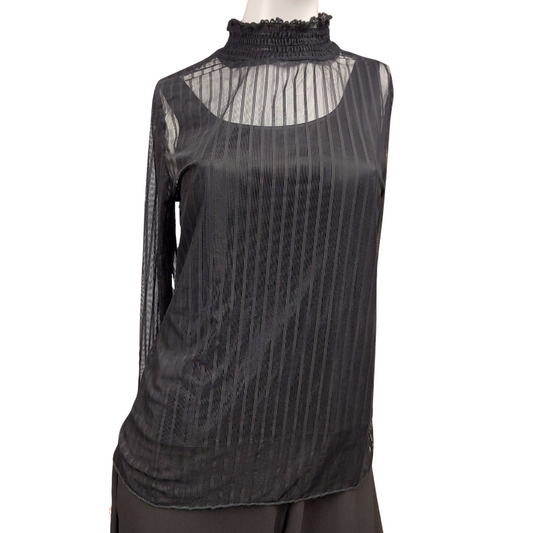 Two by Two black sheer top, size L 12-14