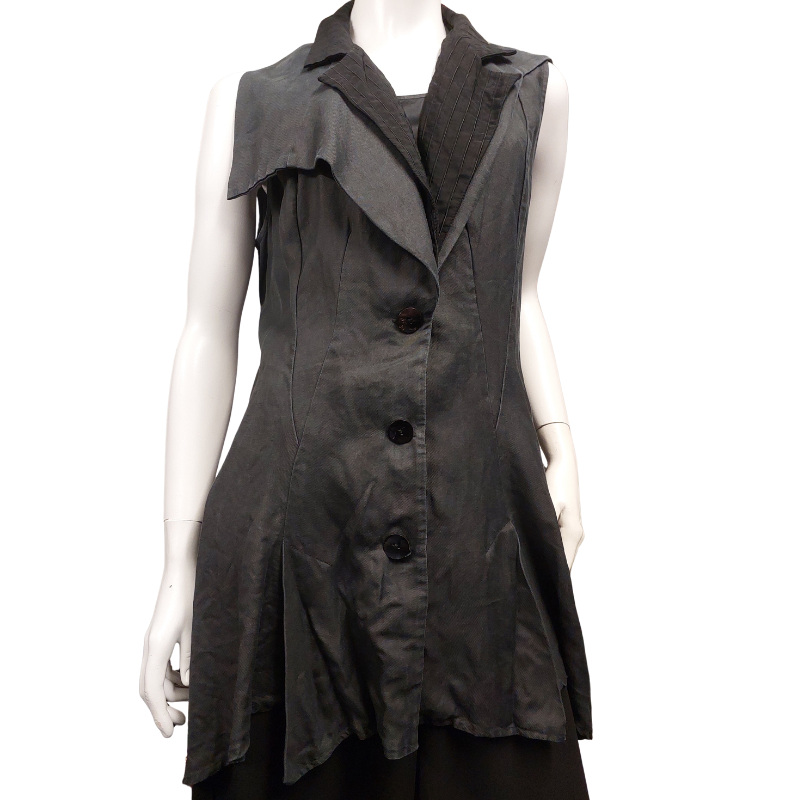 Nicola Waite Designer grey/black viscose layering top, size 4/14