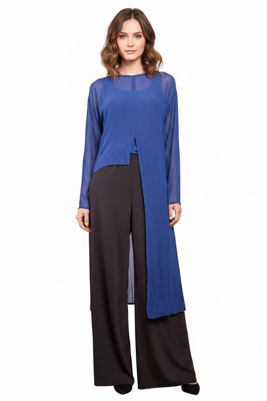 Lela Jacob's navy silk top, size M, 14