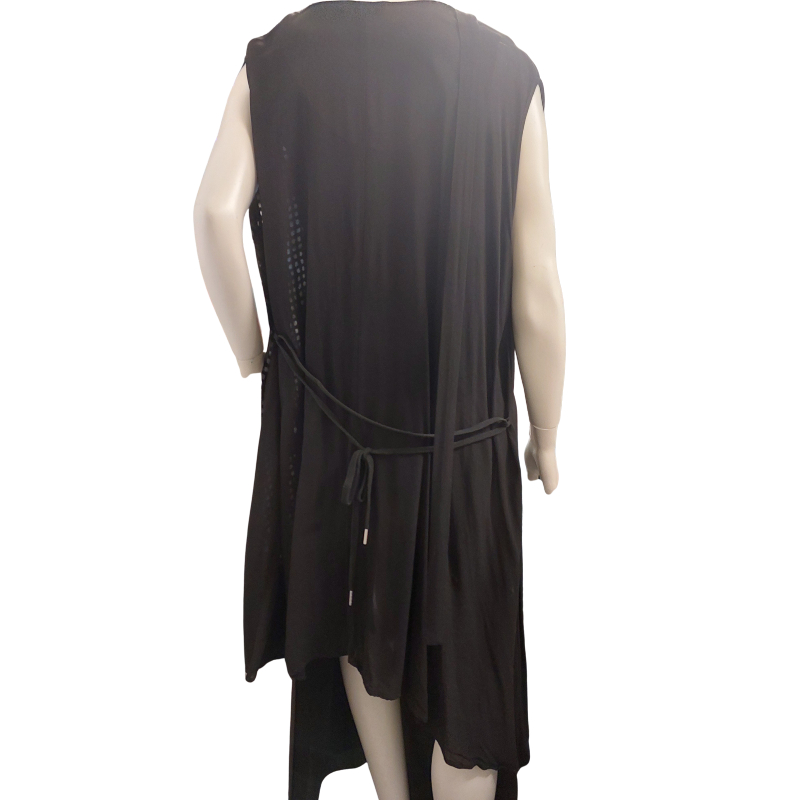 Company Of Strangers NZ DESIGNER black leather/ velvet layering top, size 14