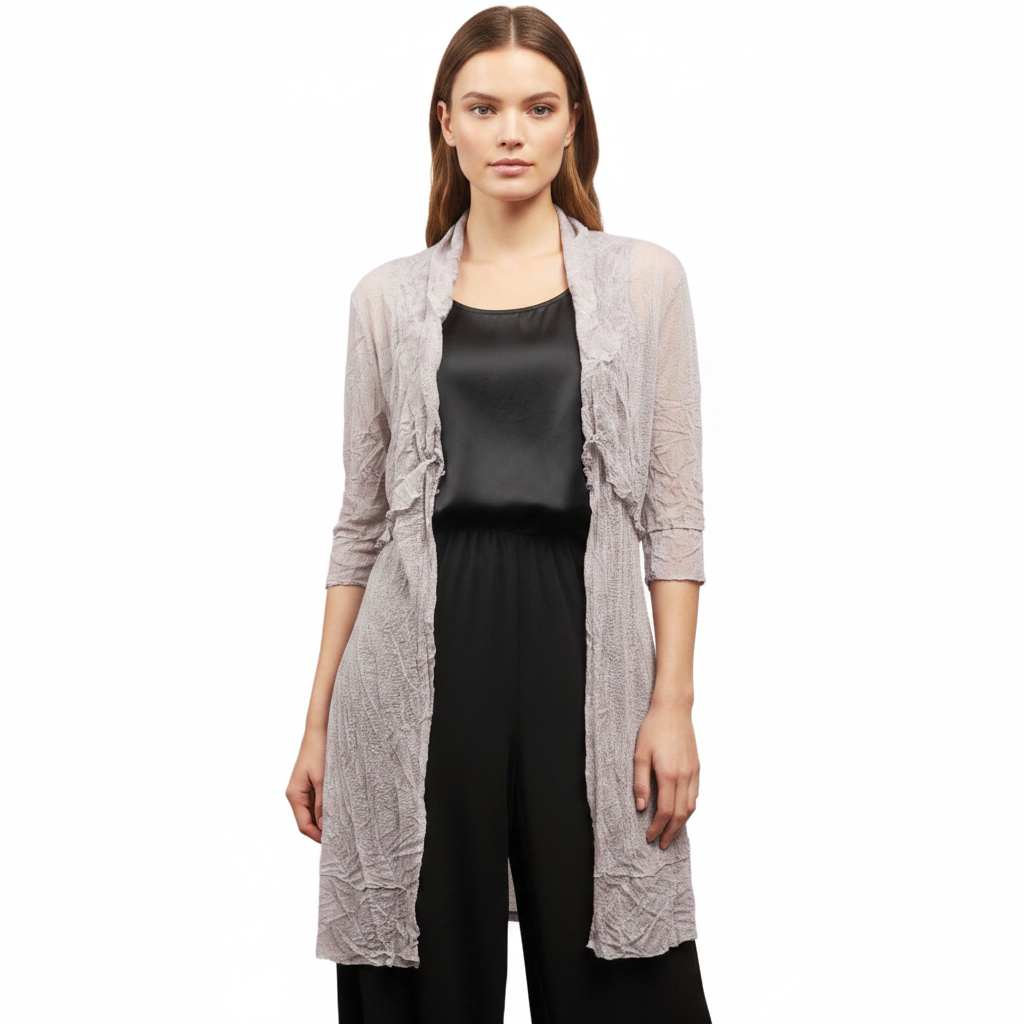 Jetblonde silver grey mesh coat, size 10
