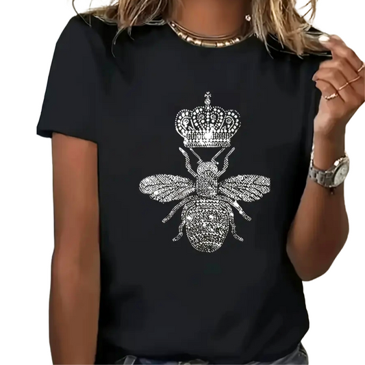 NEW black Queen Bee cotton, T shirt, size 8-10-12-14