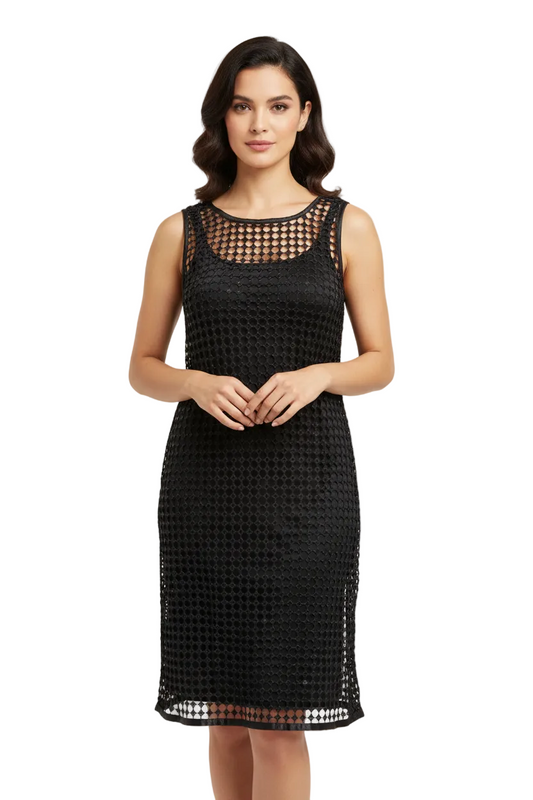 Black sequin mesh layering dress, size 10