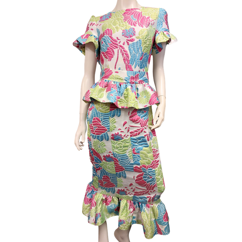 Green, blue, pink formal/race day dress, size 10