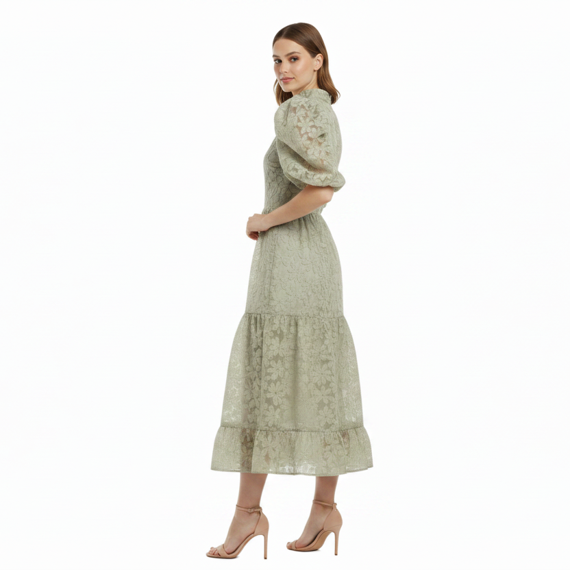 Dream Sister Jane avocado green daisy formal/race day dress, size 10