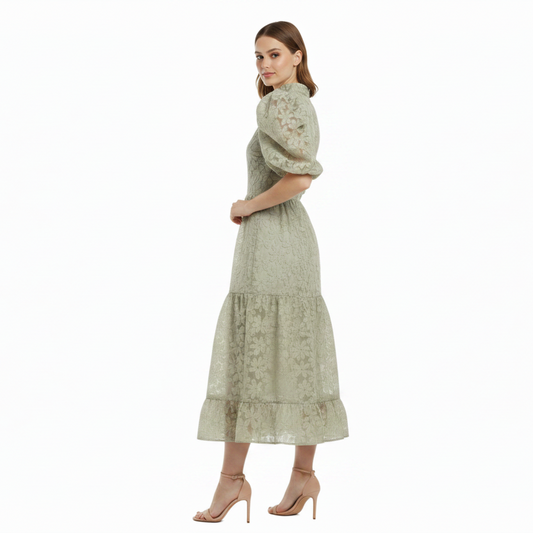 Dream Sister Jane avocado green daisy formal/race day dress, size 10