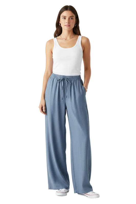 New blue viscose wide leg pants, size 8-14
