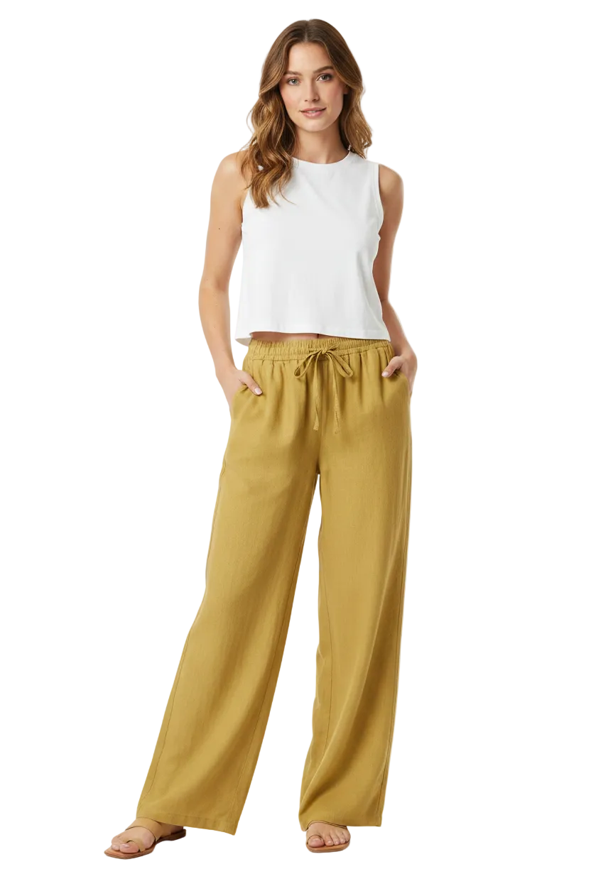 New mustard viscose wide leg pants, size 8-14