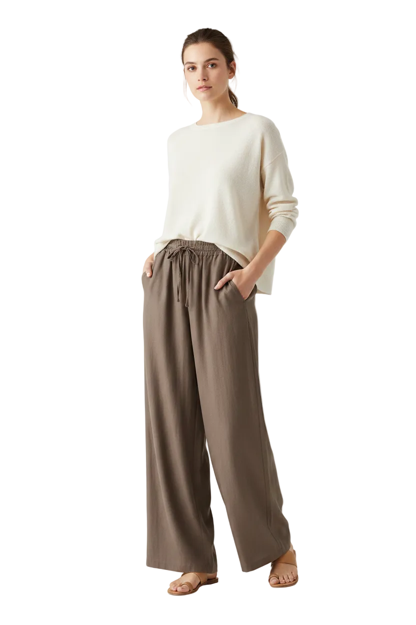 New coffee viscose wide leg pants, size 8-14