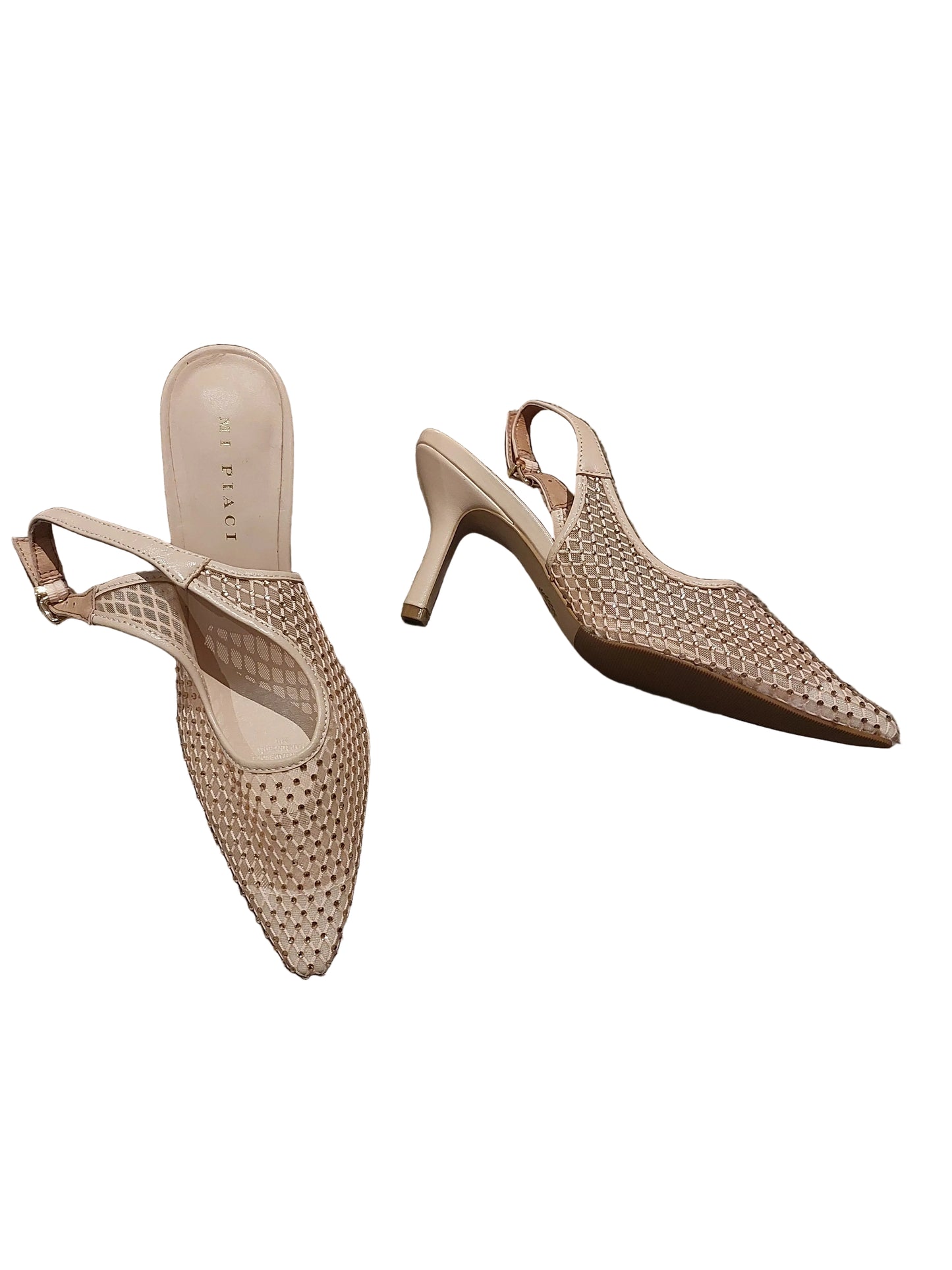 Mi Piaci nude silver sparkly heels, size 37/6