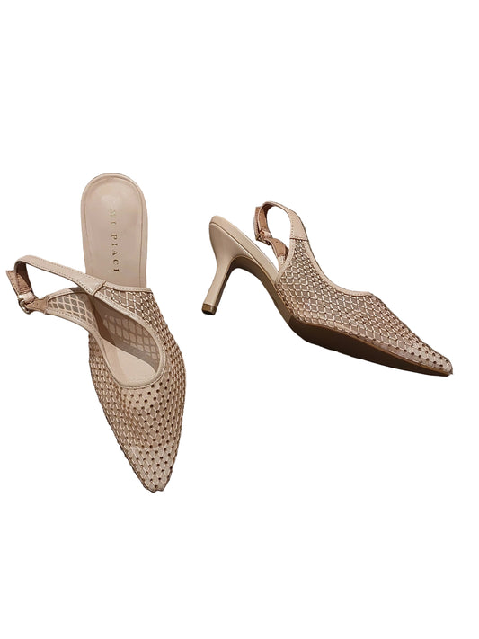 Mi Piaci nude silver sparkly heels, size 37/6