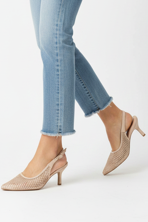 Mi Piaci nude silver sparkly heels, size 37/6