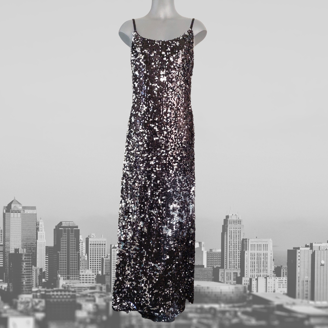 Black & silver sequin ball /formal dress, size 10/12