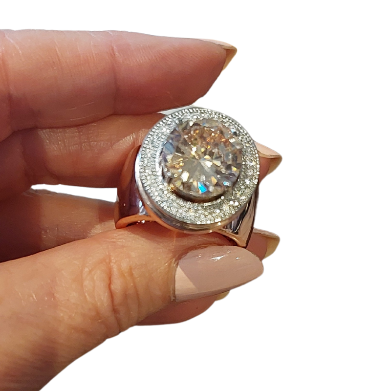 Rose gold ring with two toppers-size 9-20.5