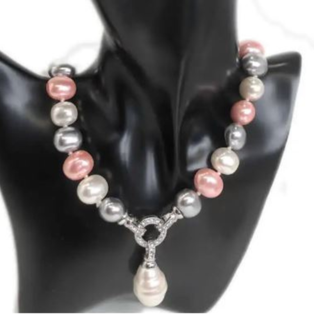 NEW Pearl Necklace with detachable pendant, 44cm, choice of colours