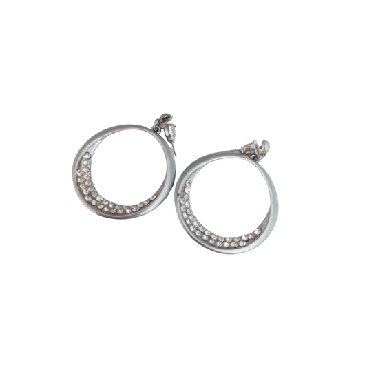 Silver bling hoop earrings