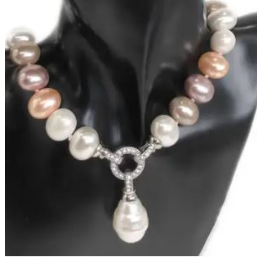 NEW Pearl Necklace with detachable pendant, 44cm, choice of colours