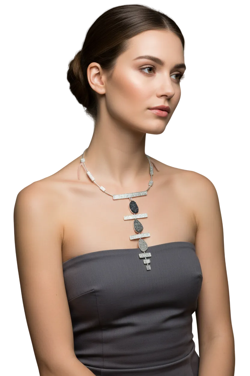 Silver SIM gemstone drop pendant/necklace-HIRE