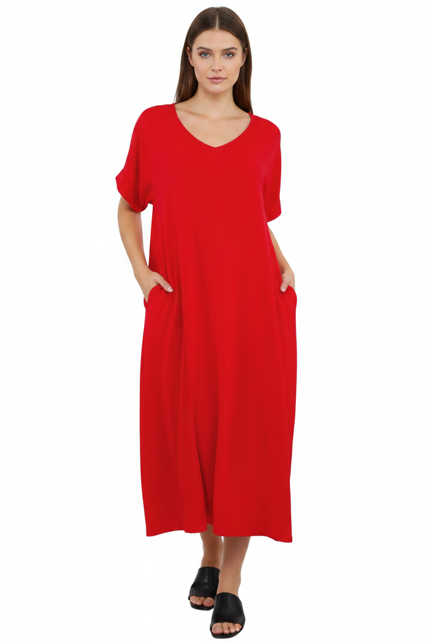 NEW Slate red viscose/linen Summer dress, size 14-16 retail $79.95