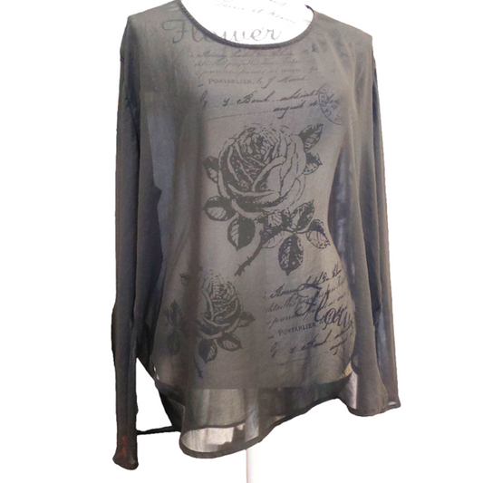 Moochi black chiffon top, size 12
