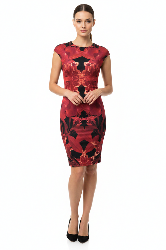 Ted baker black & rust bodycon dress, size 2, 8-10