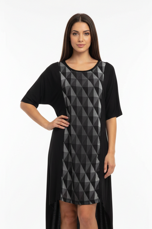Repertoire black/grey panel dress/overtop-1/8
