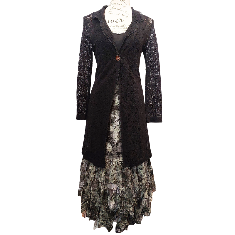Mazi black lace layering coat, size 10